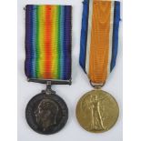 A WWI medal pair comprising War Medal and Victory Medal, both with original ribbons,