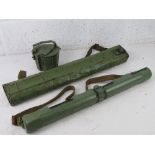 An MG42 double barrel case, an MG42 single barrel case and a MG42 drum magazine.