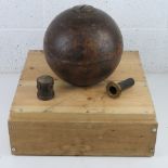 A WWI British 2-Inch trench 'toffee apple' mortar dated 1916 with fuse,