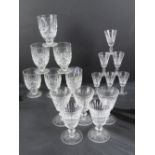 Waterford Crystal; a set of six footed goblets and a set of five sherry glasses.