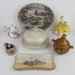 A quantity of assorted ceramics including a Royal Doulton lady figurine.