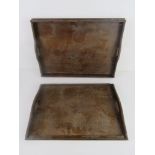 Two oak trays, 48 x 34.5cm and 44.5 x 31.5cm respectively.