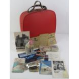 A quantity of assorted collectables including set of four silver plated forks, ration book,