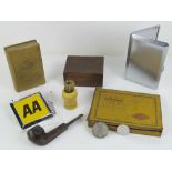 A quantity of collectables including; enamel AA badge, 'Post Office Savings' money box,