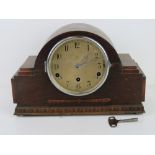 An Art Deco oak cased mantle clock, a/f.