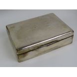 A HM silver covered cigar box, cedarwood lining, 'Presented to Lieut B. T.