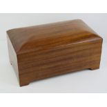 A large and impressive jewellery box opening to reveal red lined compartment, 34cm wide.