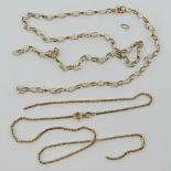 Two 9ct gold chains, a/f, stamped 375, total weight 6.15g.