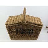 A Fortnum & Mason wicker hamper / picnic basket, 51cm wide.