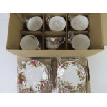 A Royal Albert Old Country Roses; a set of six trios having erased marks to back.