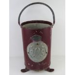 A Shand Mason and Co London Fire bucket having Milners 212 patent Fire Resisting Crest applied upon.