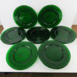 Portmerion: Eighteen green glass plates.