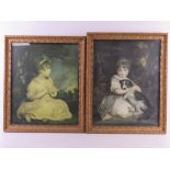 A pair of prints featuring girl with day and pensive girl,