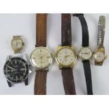 A quantity of wristwatches including Salvest, Oris, Bucherer and Newmark.