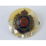 A Mother of Pearl Royal Engineers sweetheart brooch.