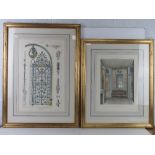 Two architectural themed prints from French steel engravings each in Bright's of Nettlebed frame,
