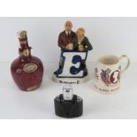Breweriana; a Beswick Worthington E figurine, a Wade Chivas whisky ceramic bottle,