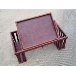 A breakfast tray having side compartments, book stand and lift out tray, 72.5 x 42cm.