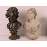 Two contemporary resin busts of classical style females each approx 42cm high.