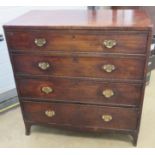 A 19th century mahogany chest of four graduating drawers,