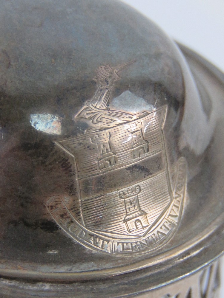 A George III silver mustard having pieced sides with Bristol blue glass liner, - Image 3 of 6