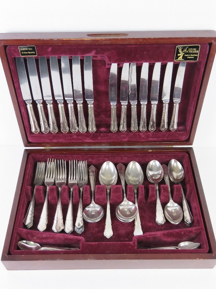 A House of Fraser silver plated canteen of cutlery.