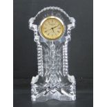 A Waterford Crystal clock standing 15cm high