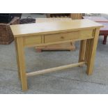 A contemporary oak console table, 38 x 115 x 80cm.