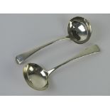 A pair of George III HM silver short ladles,