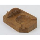 A Robert Mouseman Thompson oak ashtray, carved with signature mouse, 10.5 x 7.