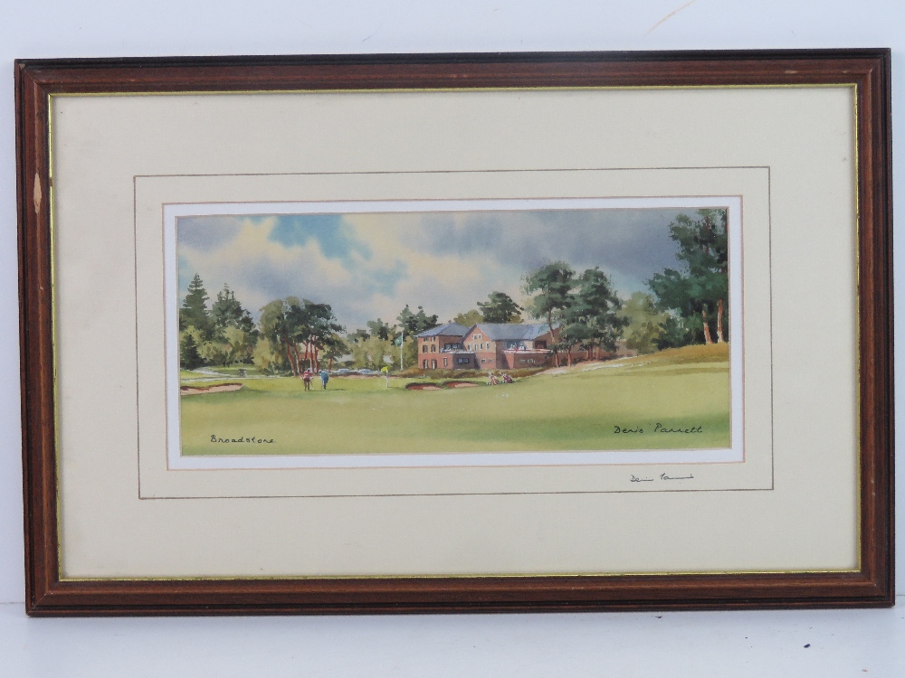 Golfing themed signed print 'Broadstone' by Denis Parrett signed in pencil by the artist lower left.