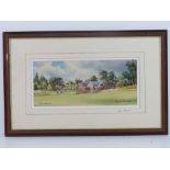 Golfing themed signed print 'Broadstone' by Denis Parrett signed in pencil by the artist lower left.