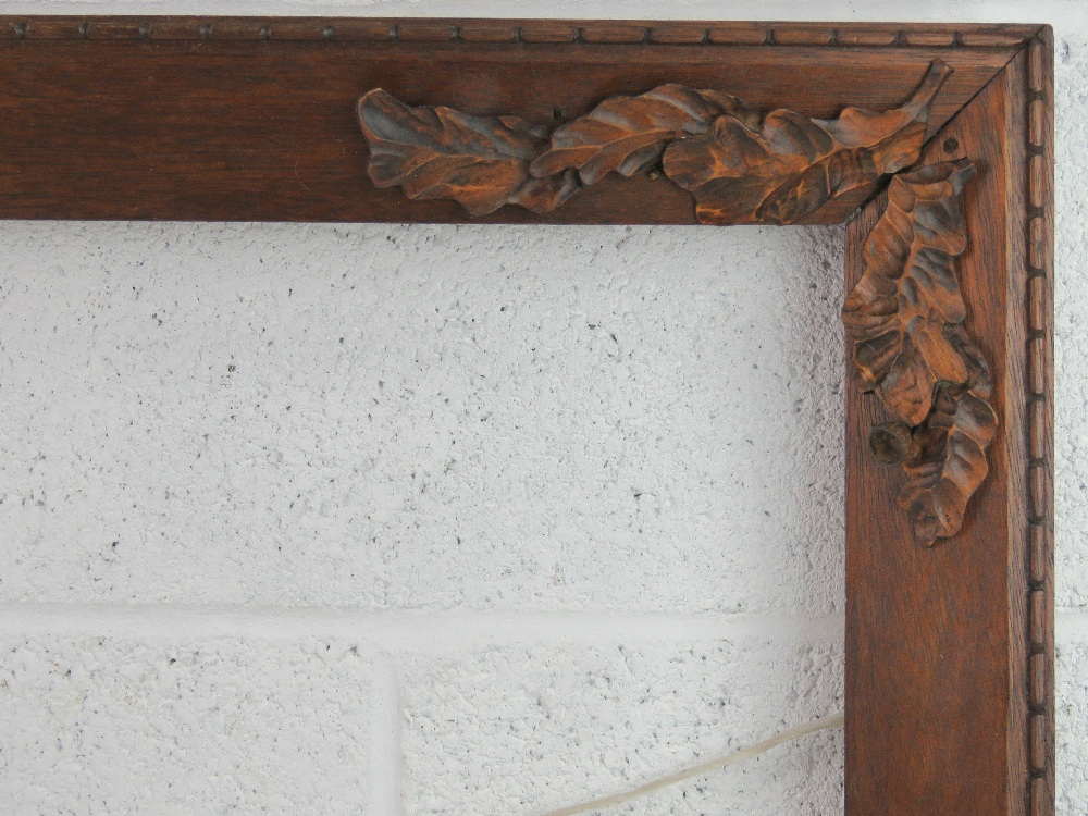 Victorian Carved oak leaf and acorn frame - a circa 1870 stained oak frame with applied carved - Image 2 of 3