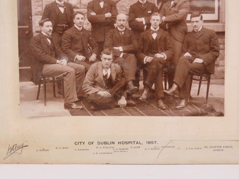 A black and white photograph of suited men entitled to mount City of Dublin Hospital 1897, - Image 2 of 3