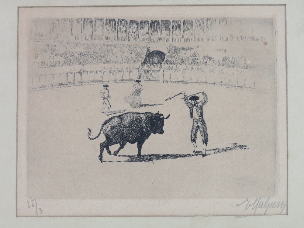 After F Halpern (1909) Etching, a pair (2) Bullfighting, - Image 3 of 5