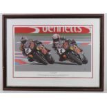 Signed limited edition print 'Kiyo and The Blade' by Neil Taylor being the 2005 British Super Bike