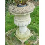 A pre-cast stone urn 80cm high, a/f.