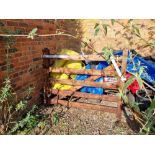 A five bar garden gate with hinges and hasp, 5ft wide.