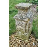 A pair of pre-cast stone square shaped urn bases, each 30" high.