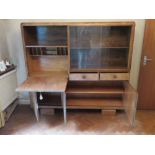 A good Art Deco offset cabinet comprising open shelf,