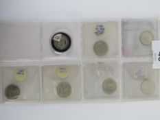 Seven Victorian six pence coins includin