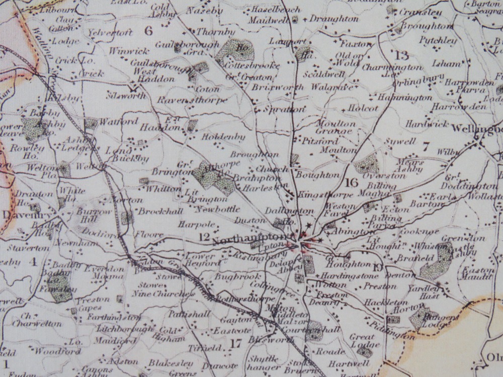 A contemporary print of a vintage map of Northamptonshire, frame measuring 43.5 x 53. - Image 4 of 4