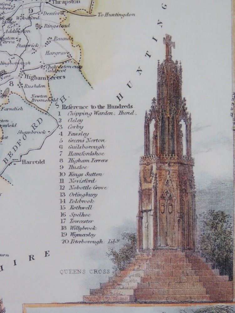 A contemporary print of a vintage map of Northamptonshire, frame measuring 43.5 x 53. - Image 2 of 4