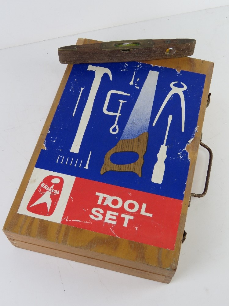 A tool set including spanners, plane, chisels, saw hand drill etc by Krakpol. - Image 4 of 4