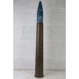 An inert British 76mm Malara Naval TP MOD79 cannon shell with dummy fuze,