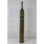 An inert WWI French 75x 370mm Shell, with a HE long fuze,