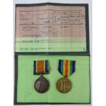 A WWI War and Victory medal pair for 201214 Pte. Leonard W. Havers, Norfolk Regiment.
