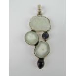 A large agate pendant, stamped 925, approx 8.2cm inc bale.