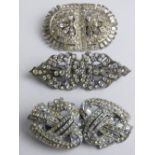 Three Art Deco convertible double collar clip / duette brooches.