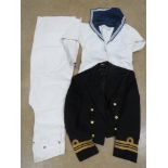 Navy dress jacket + navy white and blue